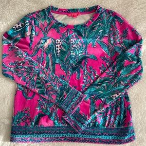 Lilly Pulitzer- Rami Velour Sweatshirt- Mandevilla Pink- Size Small